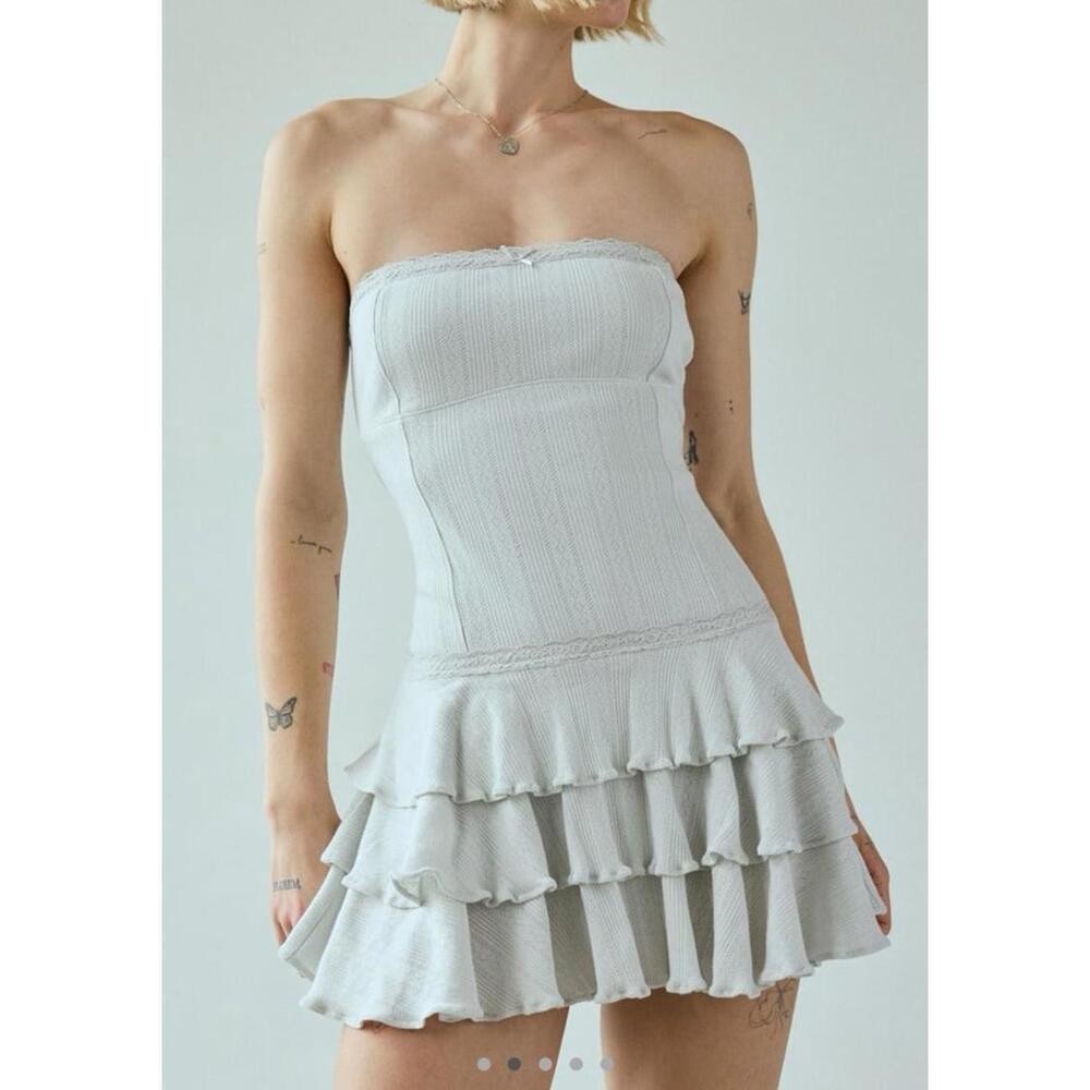 Out From Under Mira Perfect Pointelle Drop Waist Strapless Romper - Picture 2 of 10